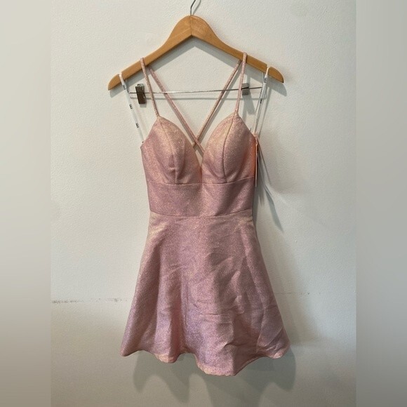 ELIZABETH K GS2838 Short Metallic V-Neck Dress Size XS - Picture 4 of 10